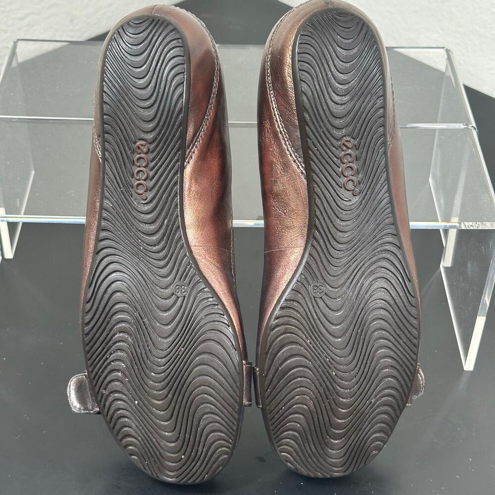 ECCO Women Metallic Bronze Leather Buckle Ballet Flats Size 7.5 EU 38 - Picture 11 of 12
